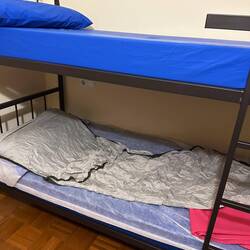 My home for the night. The special room that the albergue reserved for “las roncas” (snorers)