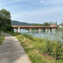 Wooden bridge over the Rhine River