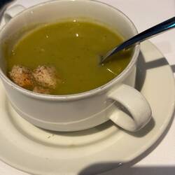 Cream of Leek with toasted almond