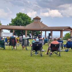 Locals in concert at Harrisville Marina (just before the downpour)
