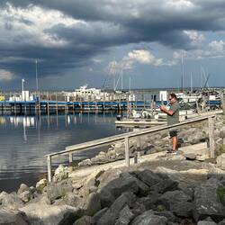 45 North at Harrisville Marina under a threatening sky