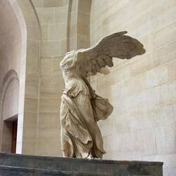 This is the "Winged Victory of Samothrace," also known as the "Nike of Samothrace." It is an ancient