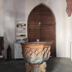 This is the baptismal fount were Gutenburg was baptized.