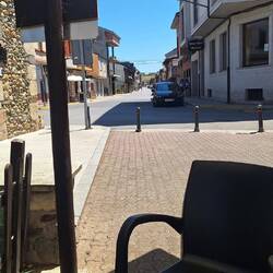 The view down Santa Maria calle (street) where I enjoyed my cervasa (beer)