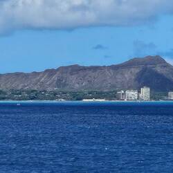 Diamond Head as we sail into Honolulu.
