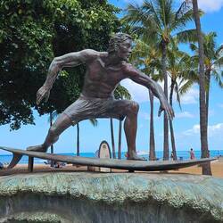 Surfer statue.