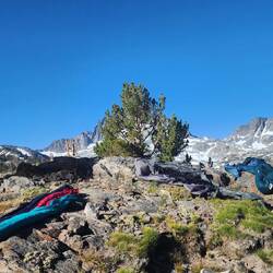 Cold night and tents were wet so we dried them out before packing them