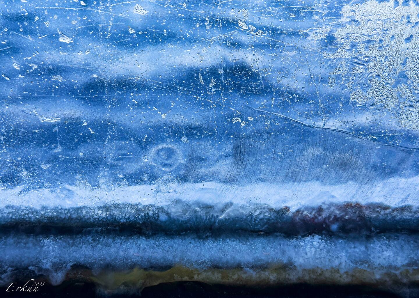 Ice on the inside of our cabin window ... it was quite cold overnight.