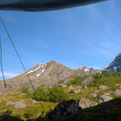 Blick aus meinem Zelt um 6h