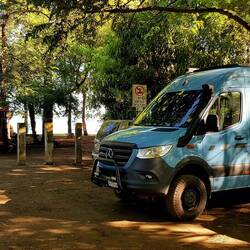 Playa Panama. On this quiet street, located between two up-market hotels, you can camp for free.