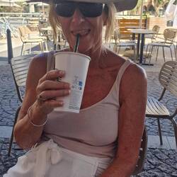 Starbucks !! For an ice frappe to try cool off