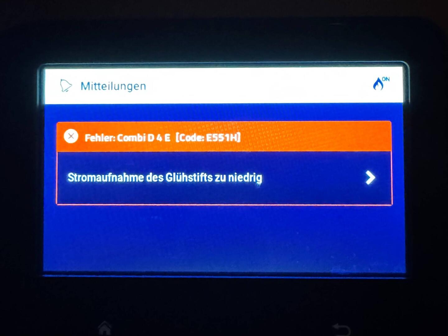 Fehlermeldung an unserer Diesel Heizung