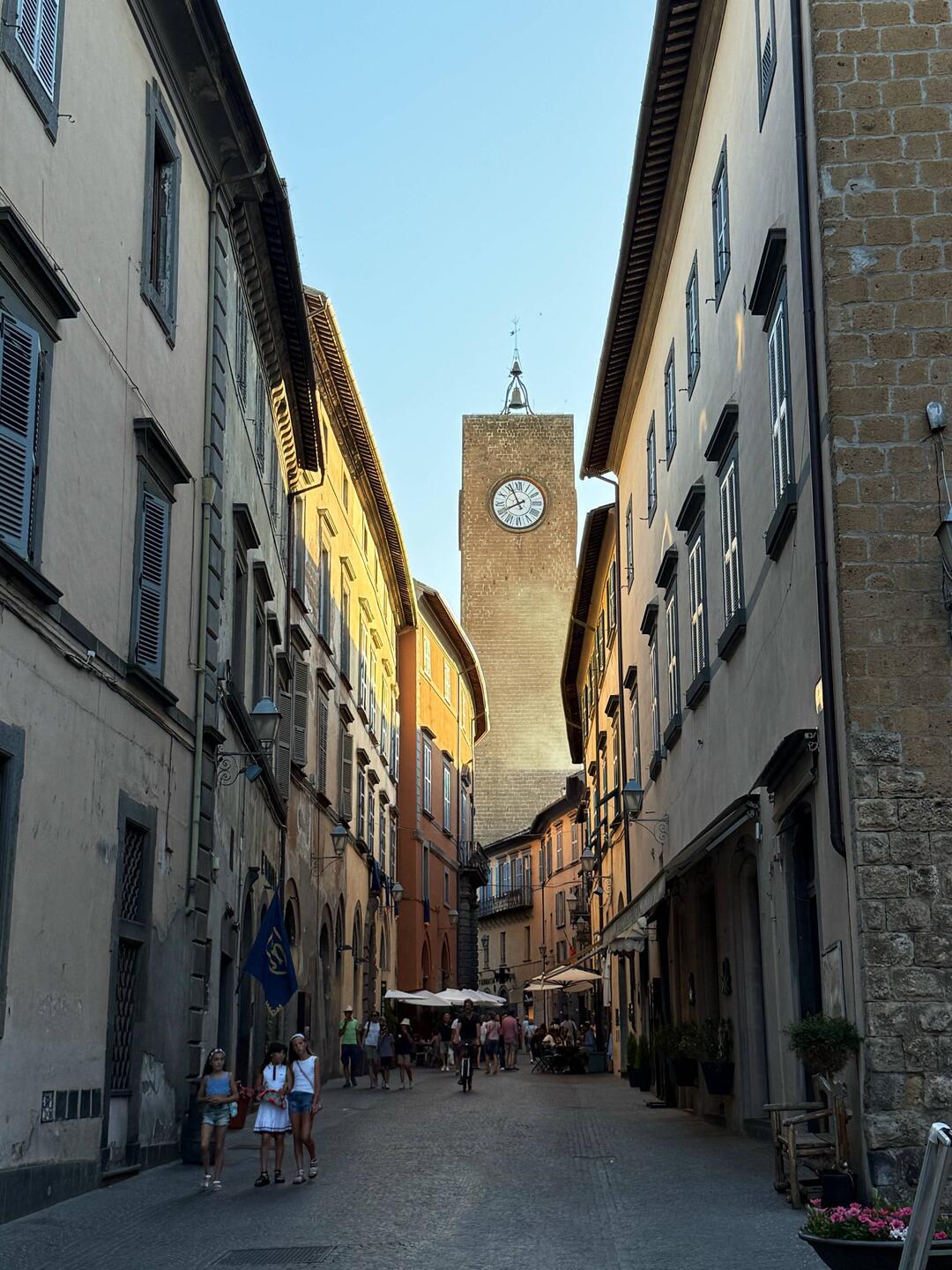 The main street here, with the Torre del Moro in the back