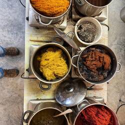 Yarn in dye pots