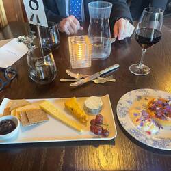 Rhubarb tart and Sussex cheeses