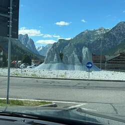There was a cool sculpture of the nearby mountain range on the edge of town