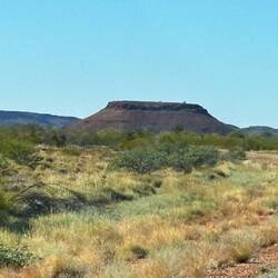 Flat top mesa rock formations.