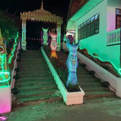 Wat Phon Chai lit up at night.