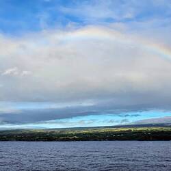 Morning rainbow as we cruise into Hilo harbor.