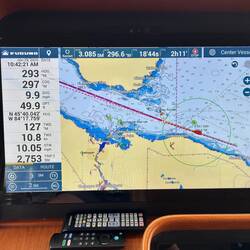 Poe Reef light to starboard, 14-Foot Shoal light to port, and Mack City dead ahead