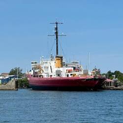 The Coast Guard ice-breaker, now the Icebreaker Mackinaw Maritime Museum.