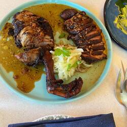 Vanilla orange tasting duck with sweet potato wrap