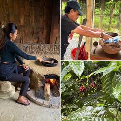 Kaffee Arabica - hier wird 2 Stunden von Hand geröstet bis die Kaffeebohne zum Malen bereit ist.