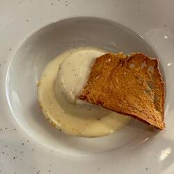 Lunch: some sort of flan made with broad beans in a pecorino romano fondue. O. M. G.