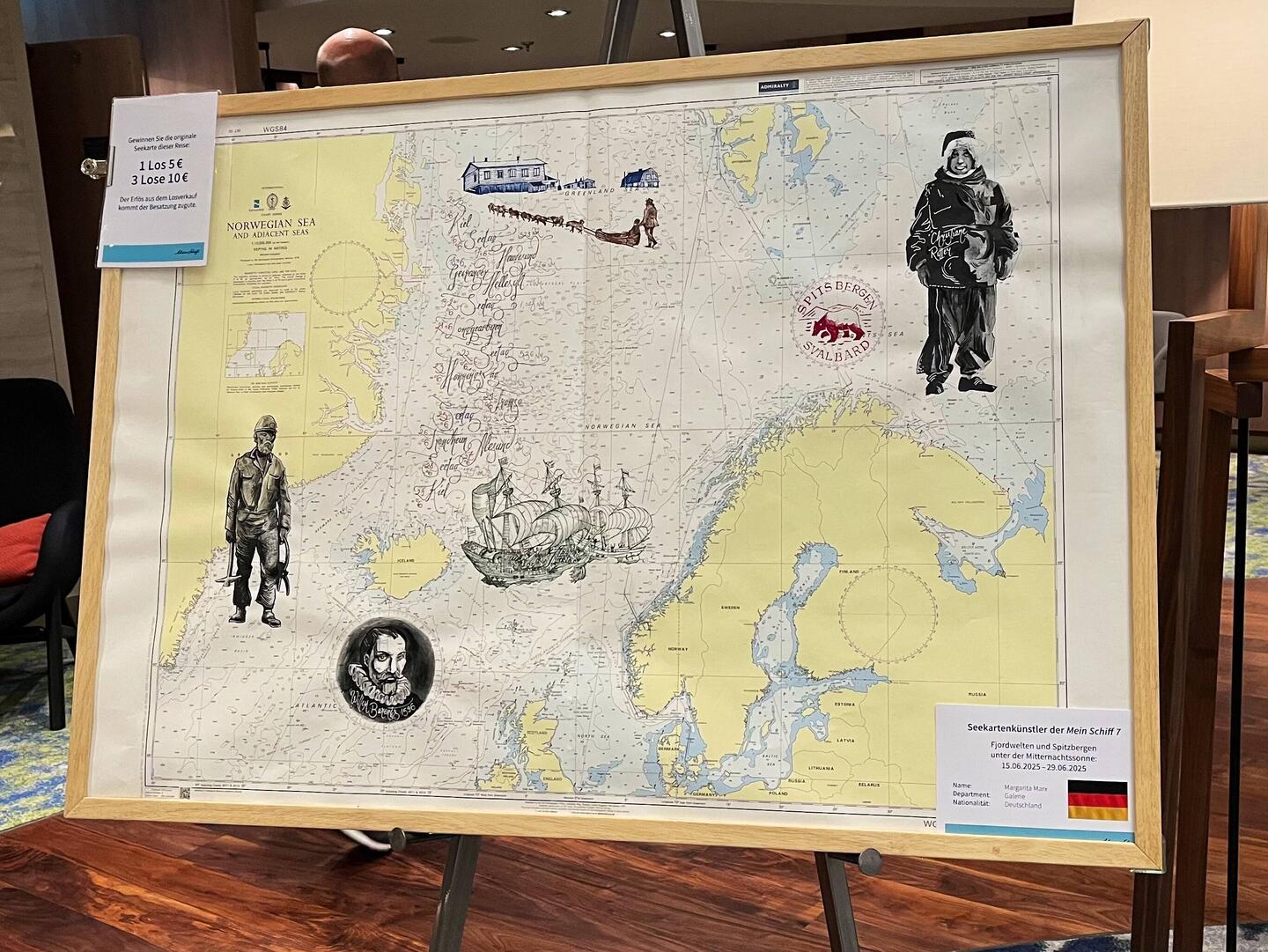 Die selbstgestaltete Seekarte der Tour