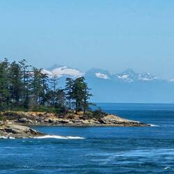 View from ferry of Olympic mountains, West of Victoria