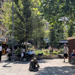 "Cross-legged" by local artist Eliza Shala, inspired by Faik Rexhepi who protested in 1990