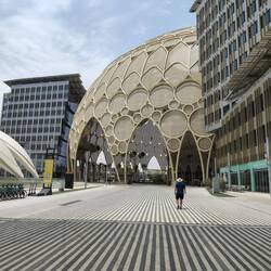 Approaching Al Wasl Plaza, centrepiece of Expo 2020