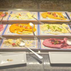 Tonight's theme was Mediterranean. Good for them for creating 12 different kinds of hummus!