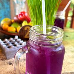 Magisches Willkommensgetränk - anfangs schwarz durch Limonenzugabe wird er violett🪄