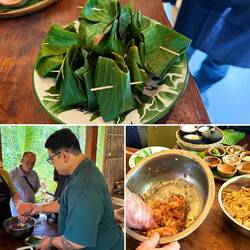 Hühnchen in Bananenblätter gefüllt...