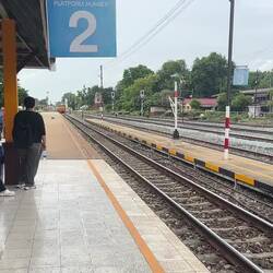 Our train rolling into Lopburi Train Station.