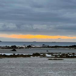 Abendstimmung an unserer Unterkunft in Boe