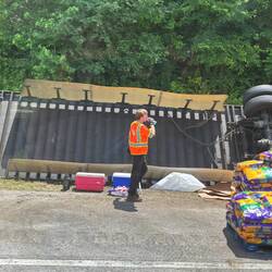 The overturned truck