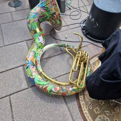 The fabulously painted euphonium. Done by a lady who teaches English in Japan