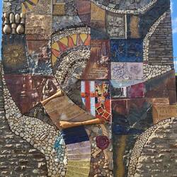 A modern art installation giving the time line for Cochem.