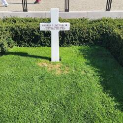 Patton died in a car accident after the Battle of the Bulge and was buried here at his request.