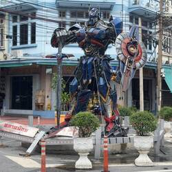 This Optimus Prime statue marked our entry into Talat Noi.