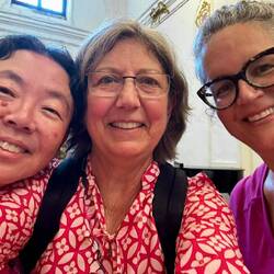 Our Ewazen trio accidentally all wore pink. I am glistening, post rehearsal