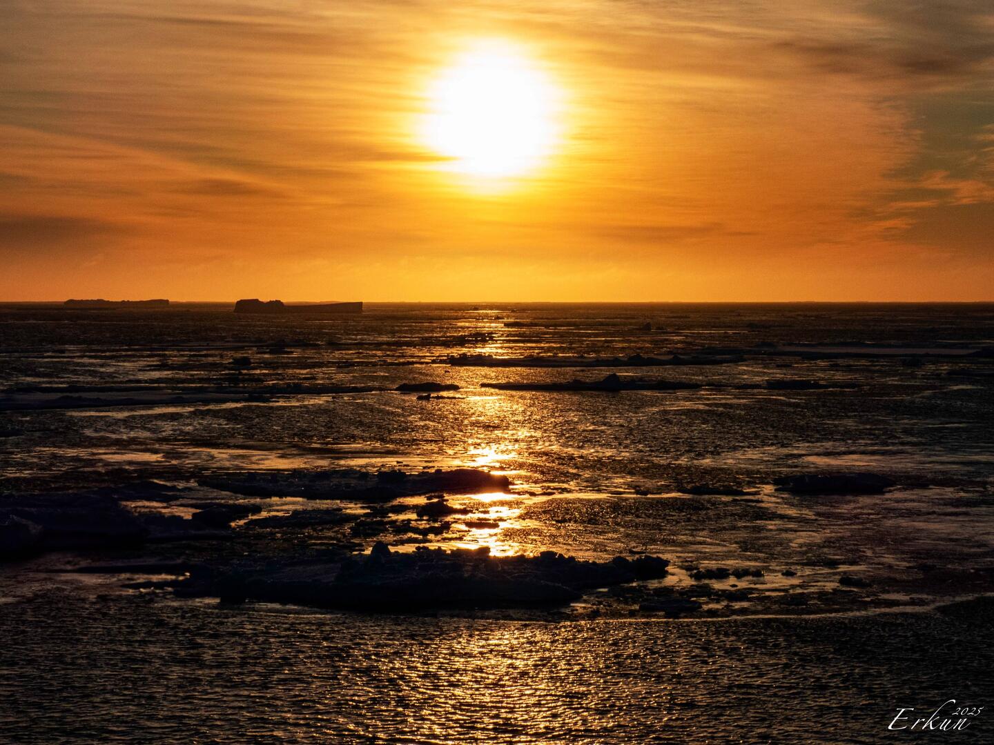 Colorful sunrise in the eastern Weddell Sea — Antarctica.