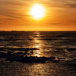 Colorful sunrise in the Western Weddell Sea — Antarctica.