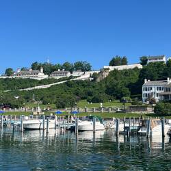Fort Mackinac on the bluff above the marina