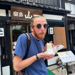 Feeling guilty about his burrito ahead of a very foodie day