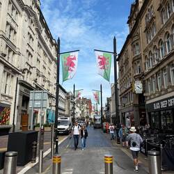 The flags they hung are so festive!