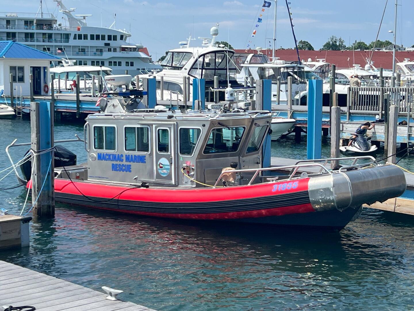 Mackinac Island Rescue Boat. Just saw him go out a few minutes ago. Probably to monitor fireworks