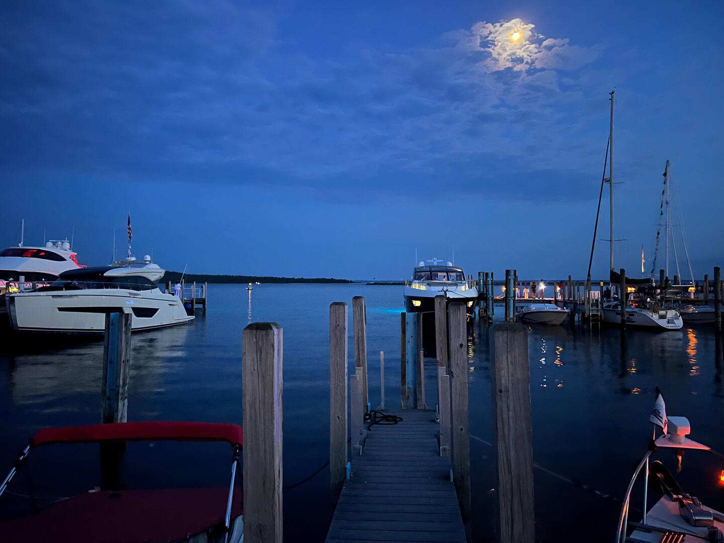 Moon over the harbor tonight just before the fireworks.